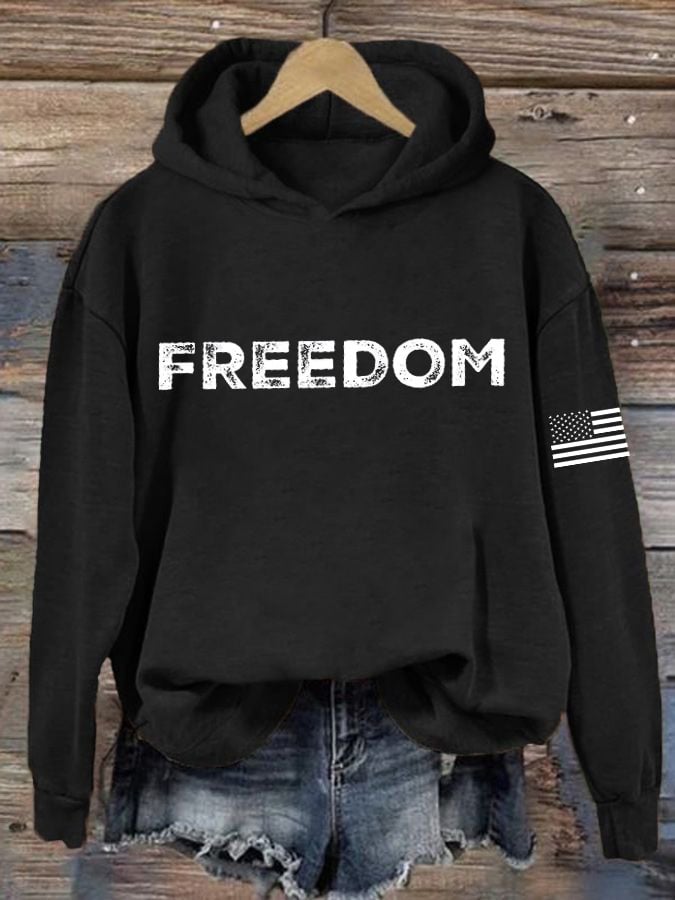 Women's freedom Print Casual Hoodie Sweatshirt