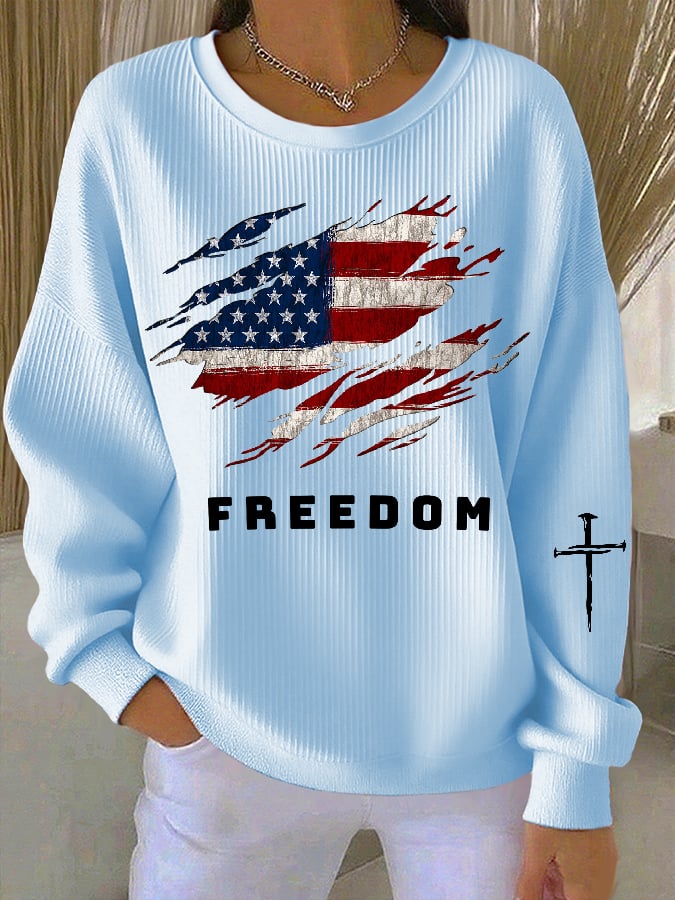 Women's Freedom American Flag Casual Sweatshirt