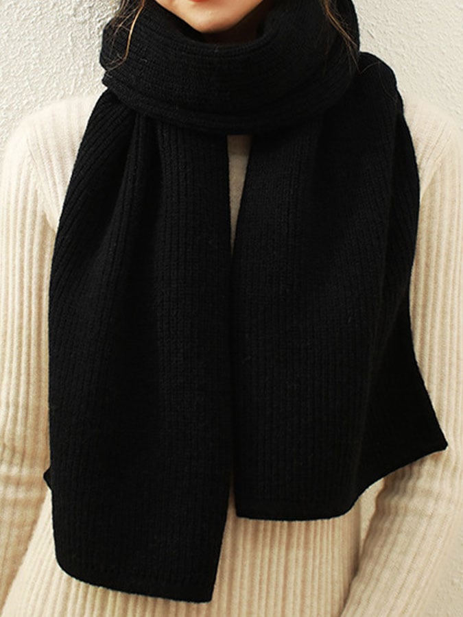 Solid Color Warm Knitted Scarf