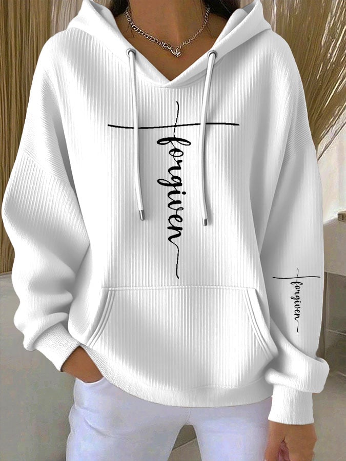 Women's Faith Print Casual Hoodie