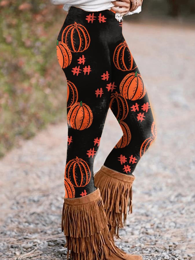 Halloween-Print Stretch-Knit Leggings