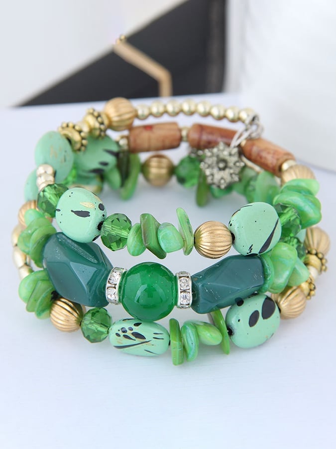 Women's Vintage Turquoise Beaded Multilayer Bracelet