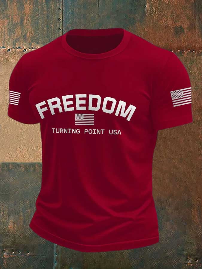 Men's Freedom Flag Print T-Shirt