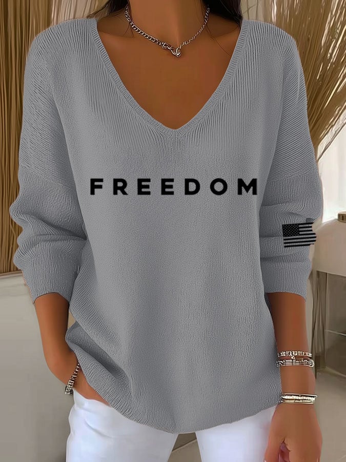 Women's Freedom Print Long Sleeve Top