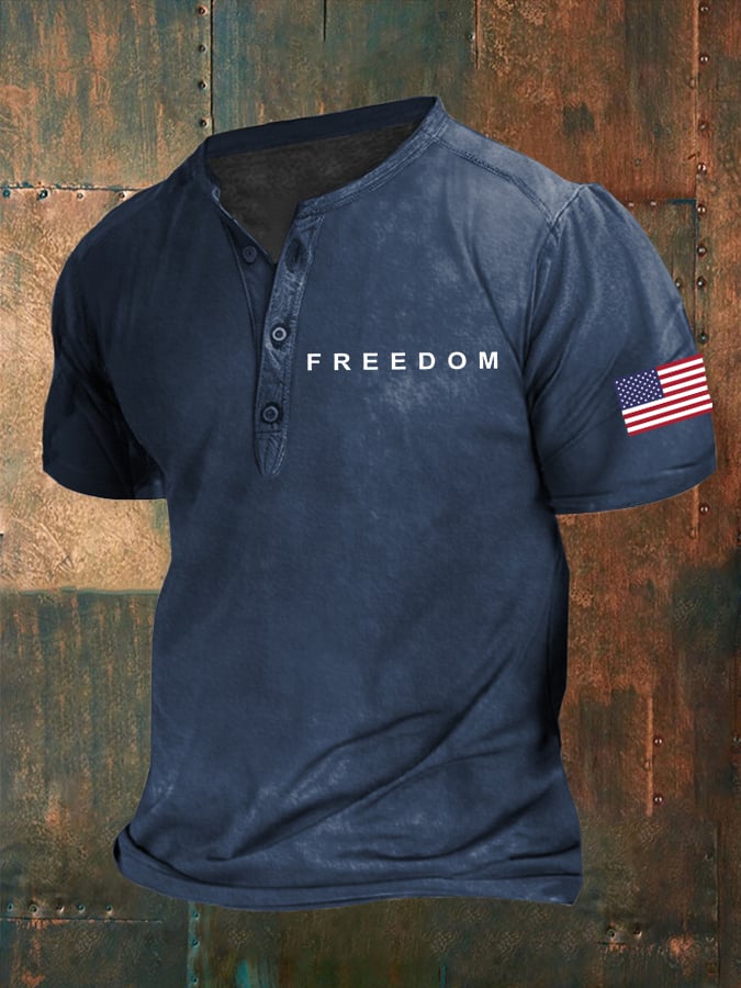 Men's Freedom American Flag Print Top