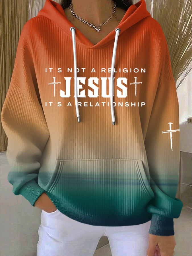 Women's Jesus Printed Casual Hoodie
