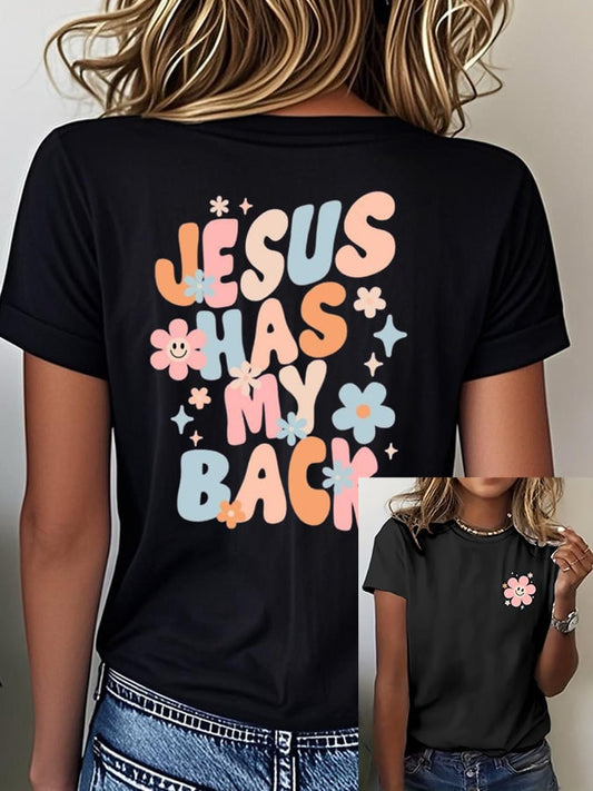 Women's Jesus Has My Back Print T-Shirt