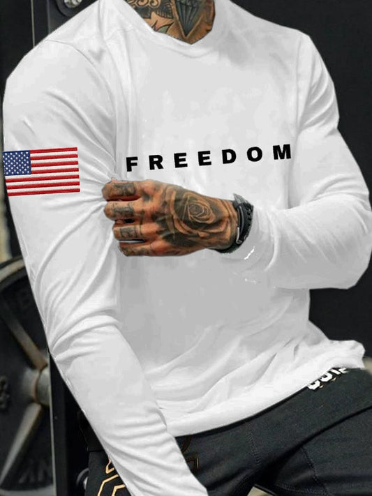 Men'S Casual Freedom Print T-Shirt