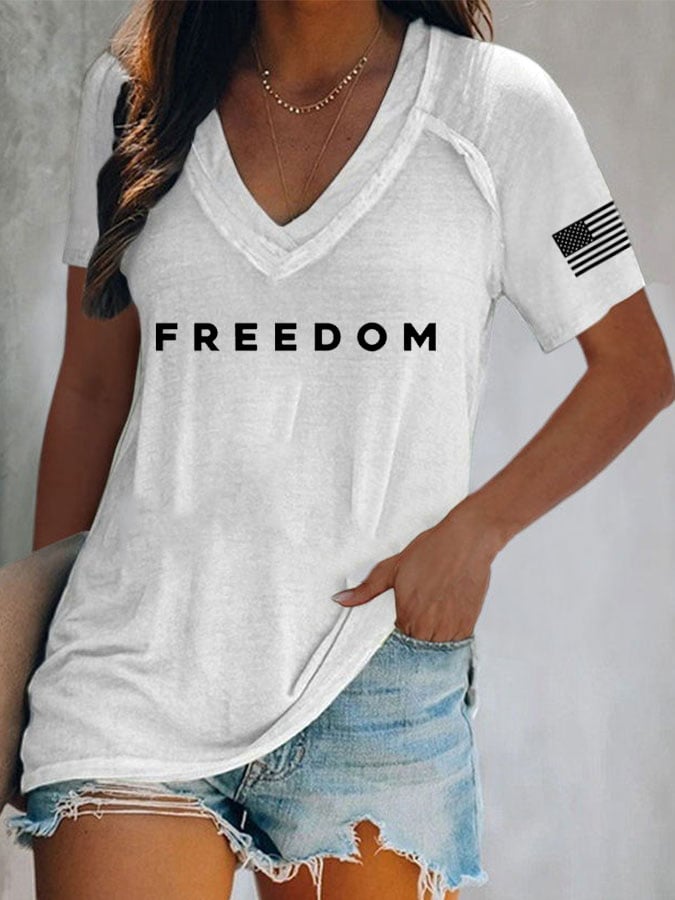 Women's Freedom Print Casual T-Shirt