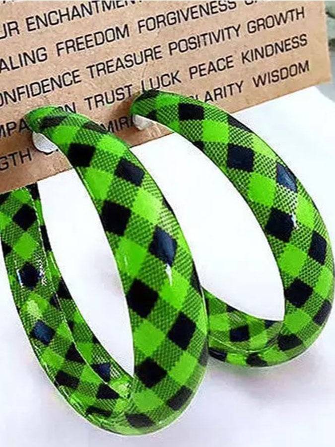 Leather Check Earrings