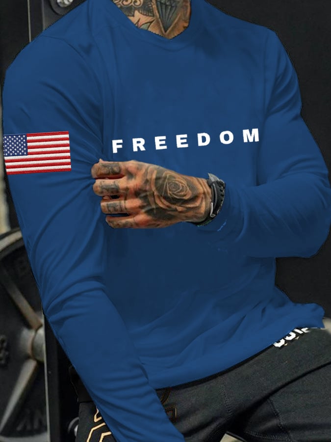 Men'S Casual Freedom Print T-Shirt
