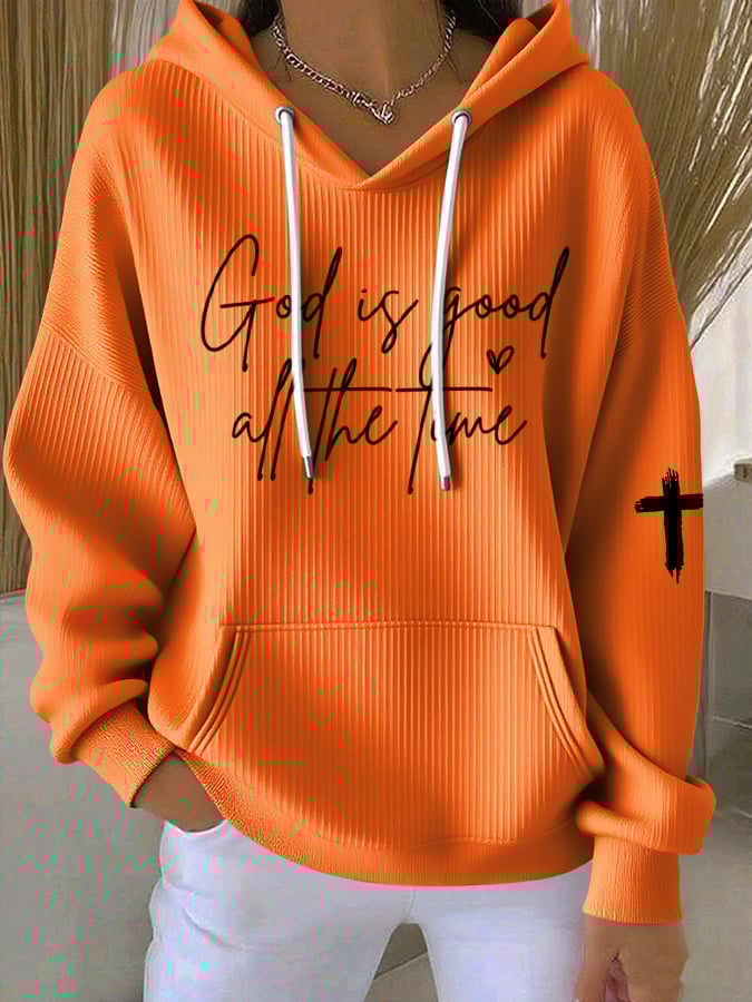 Women's God Is Good All The Time Print Casual Hoodie