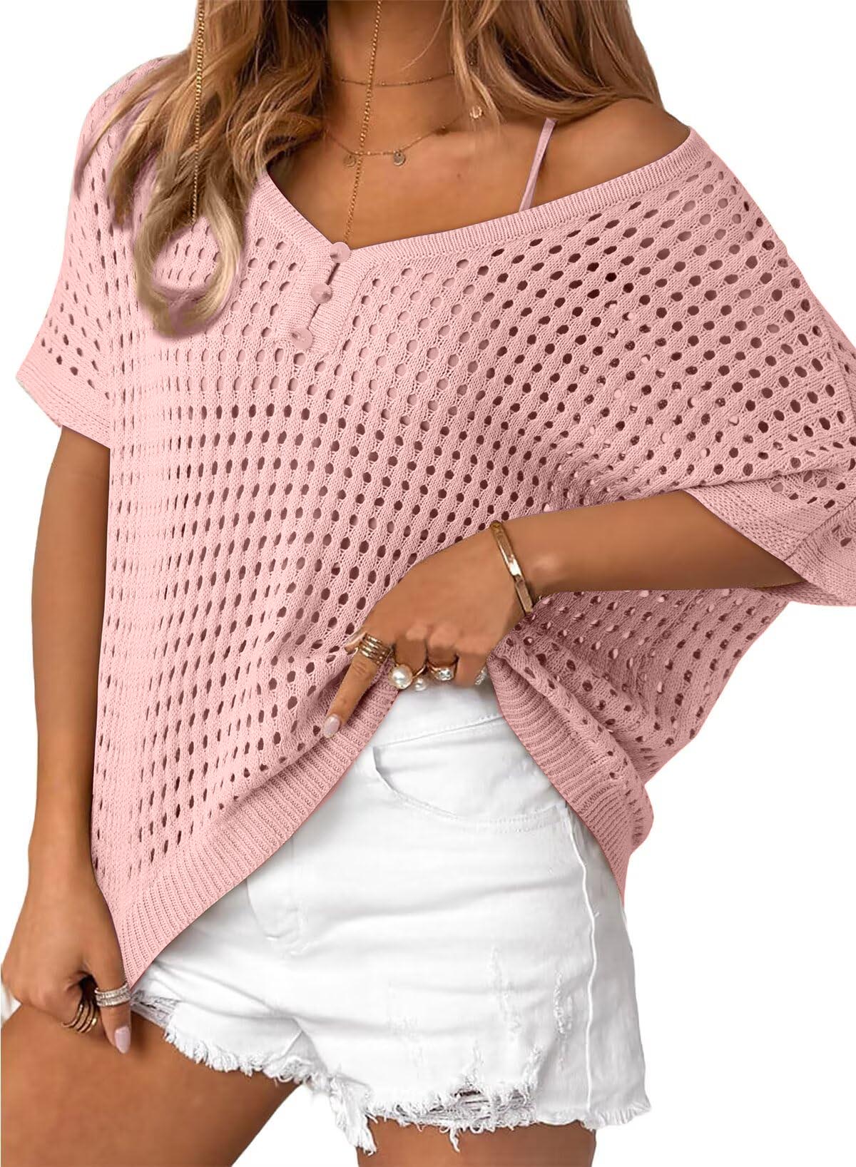 Women's Summer Hollow Out Crochet Knit Tops Beach Coverup (Buy 2 Free Shipping)
