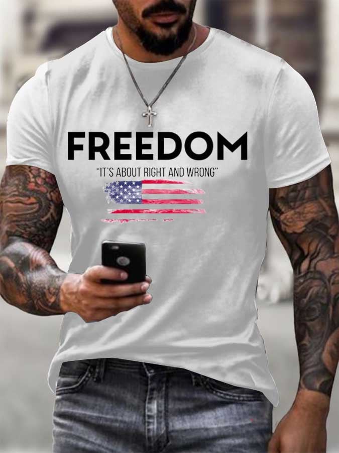 Men's Freedom Flag Print T-Shirt