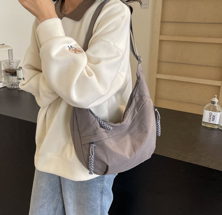 Designer Direct Sales👜Women's Fashion Plain Color Nylon Crossbody Hobo Bag