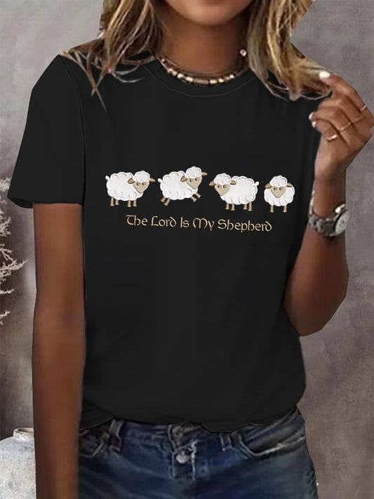 Women's Faith Jehovah is My Shepherd Printed Short-Sleeved T-Shirt