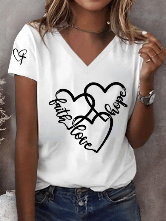 Women's Faith Hope Love Print T-Shirt
