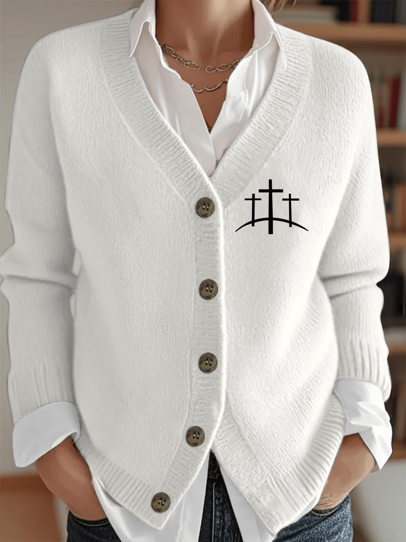 Women's Faith Heat Transfer Sweater Cardigan