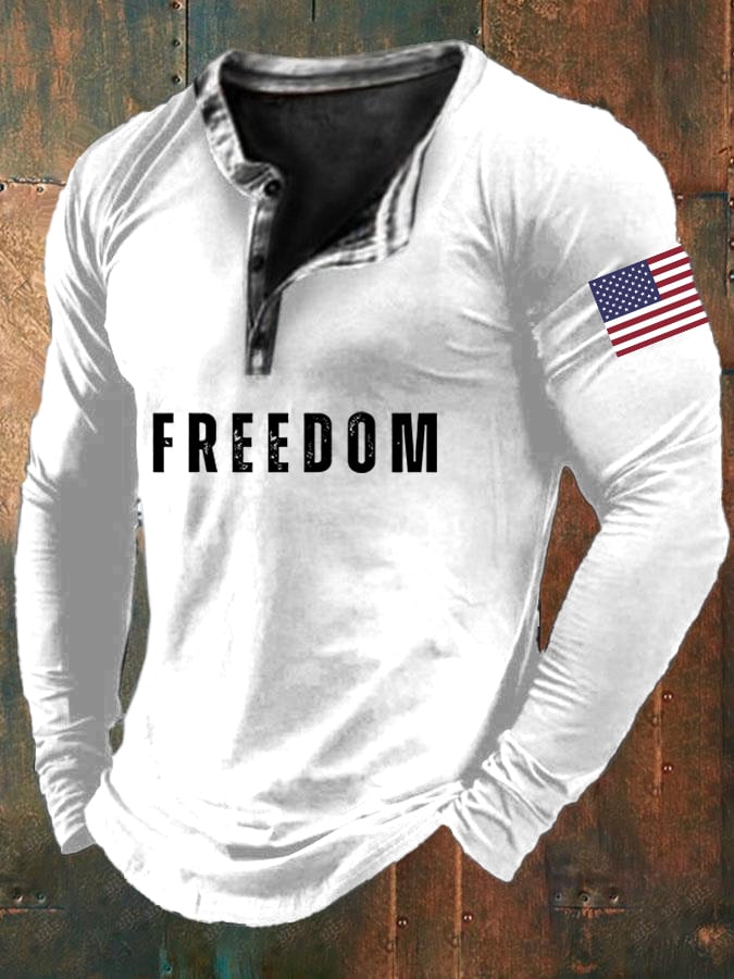 Men'S Freedom  Print Casual Top
