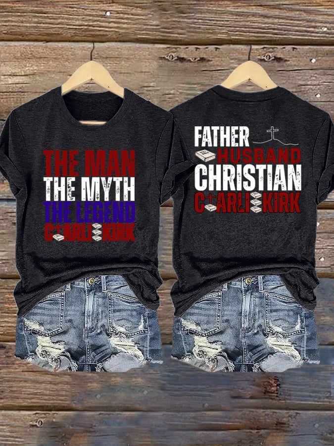 Women's Retro Father Husband Christian The Man The Myth The Legend   Print Shirt