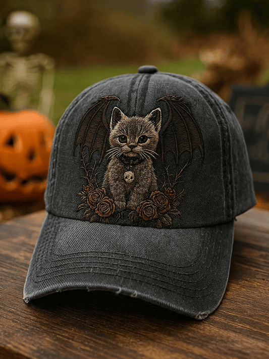 Halloween cat print vintage baseball cap