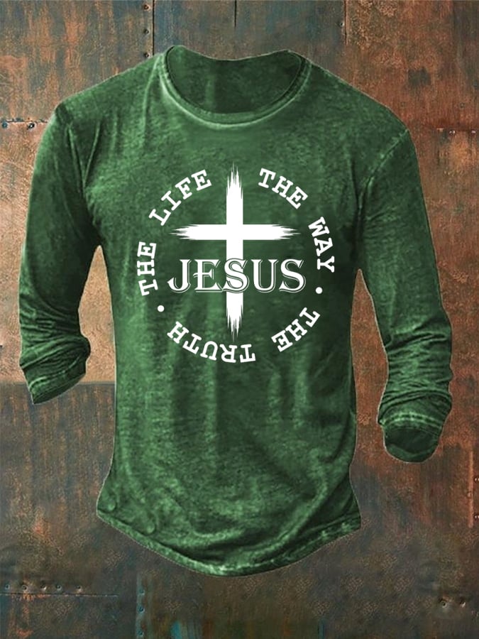 Men's Jesus The Way The Truth The Life Print Long Sleeve T-Shirt
