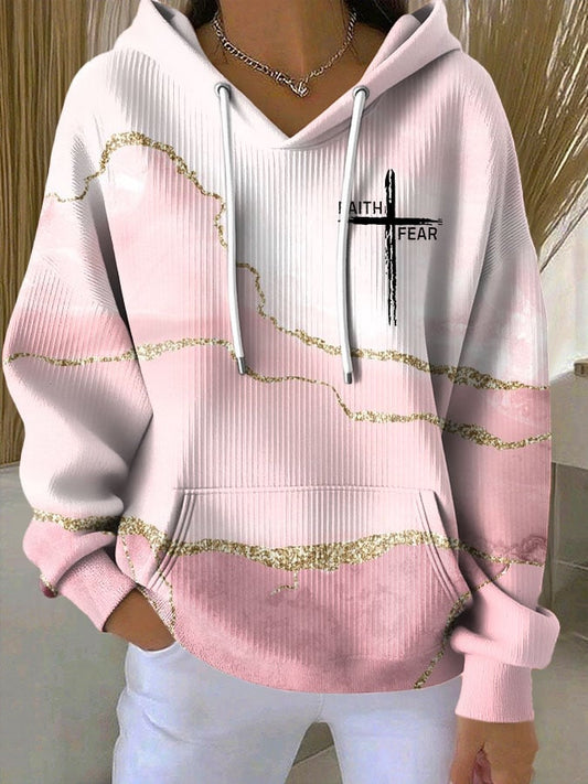 Women's Faith Print Casual Hoodie