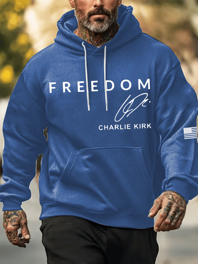 Men's Freedom Print Long Sleeve Hoodie