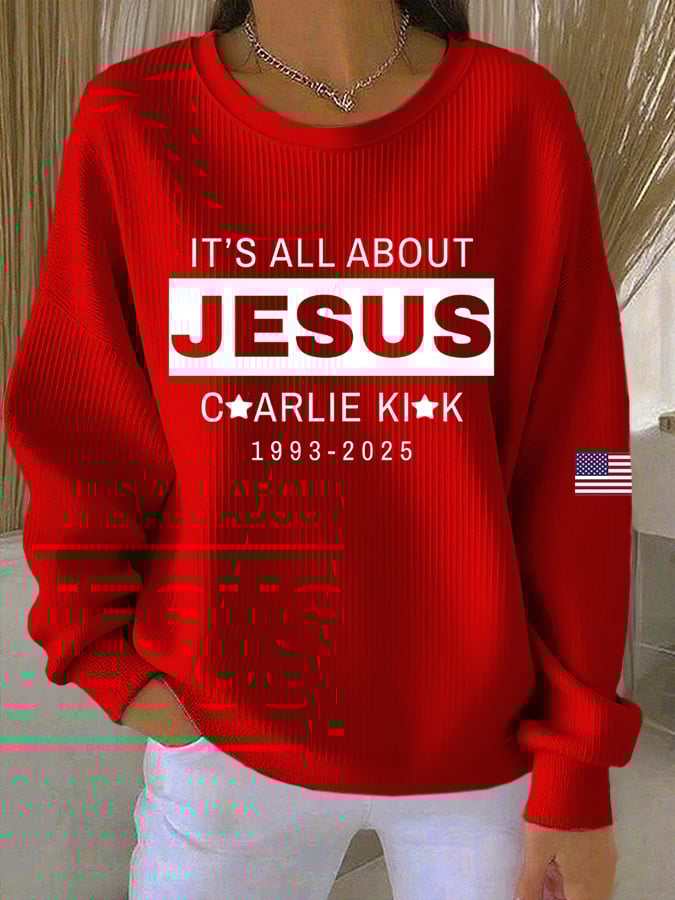 Women's Print Knit Crew Neck Long Sleeve Top