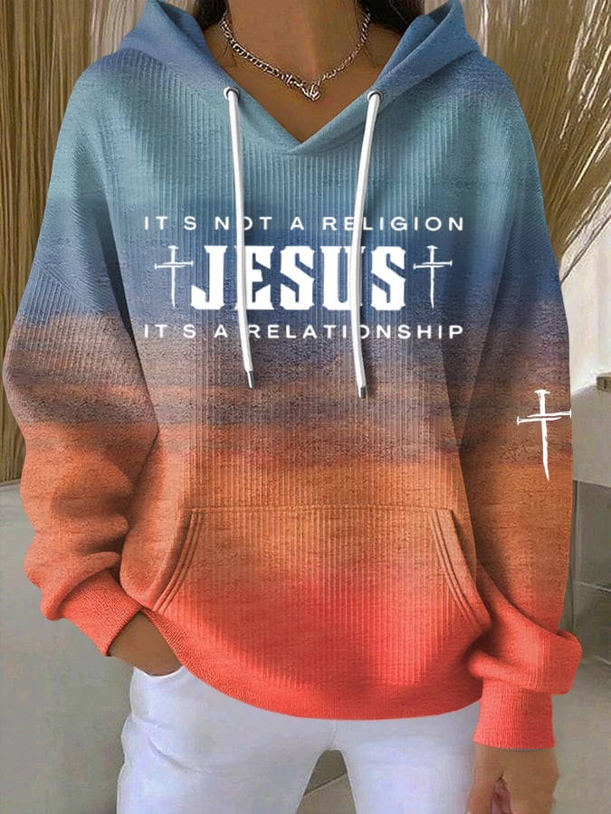 Women's Jesus Printed Casual Hoodie