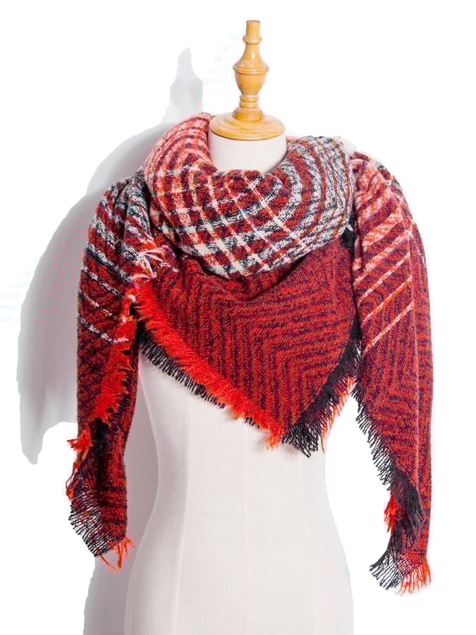 Women's Plaid Triangle Casual Scarf