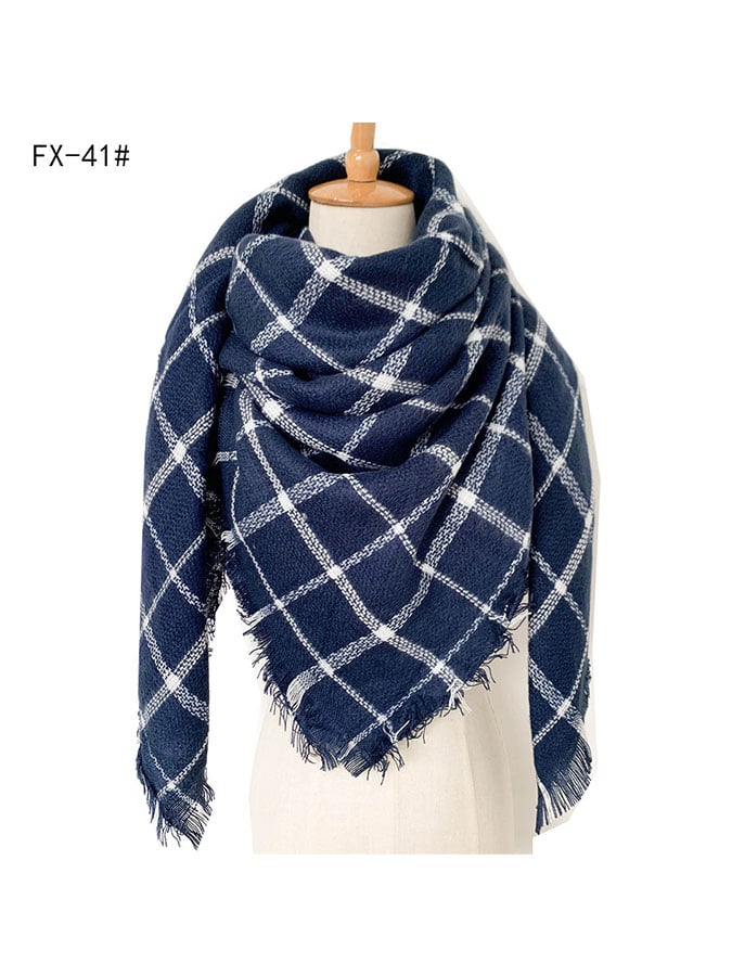 Imitation Cashmere Oversized Double-Sided Colorful Plaid Square Scarf