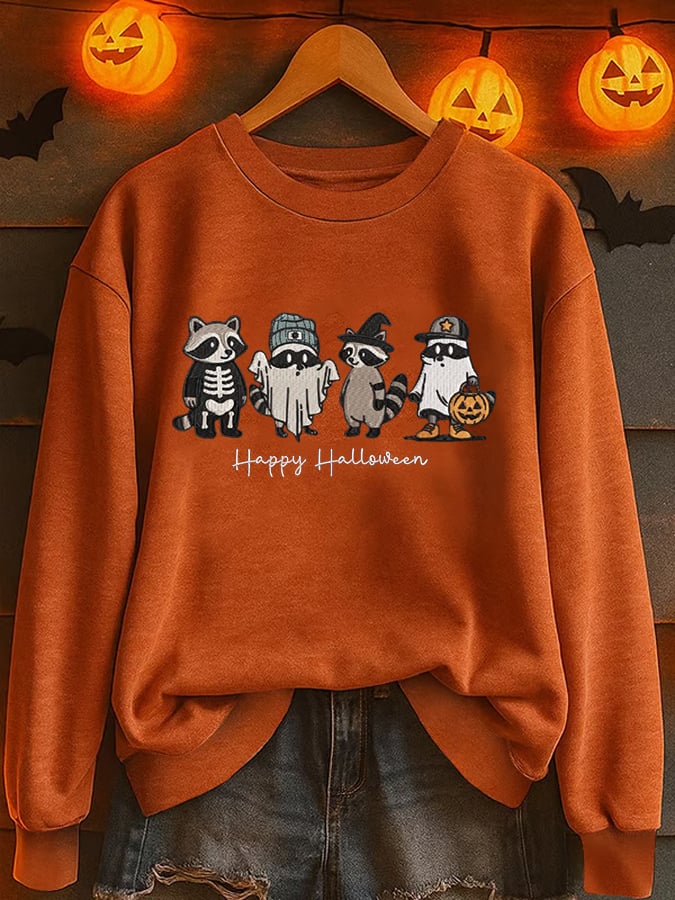 Women's Halloween Raccoon Casual Sweatshirt