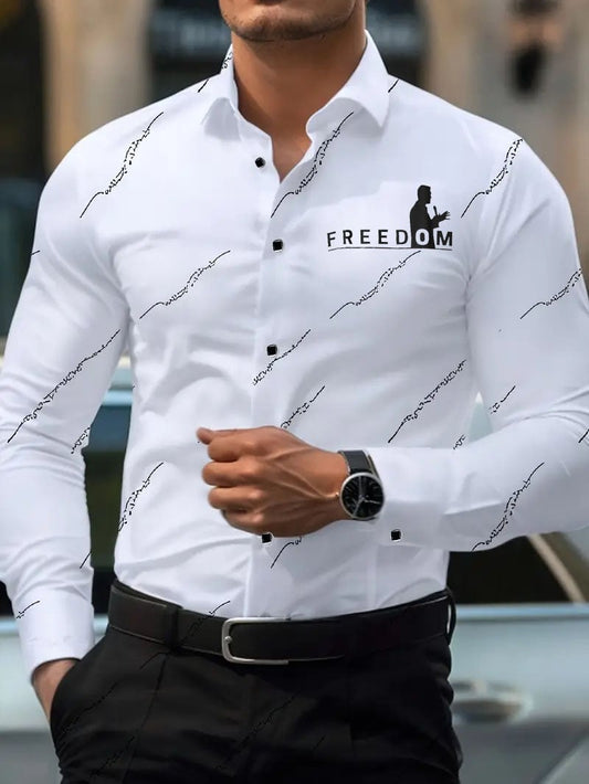 Men's Street Style Business Casual Printed Long Sleeve Shirt