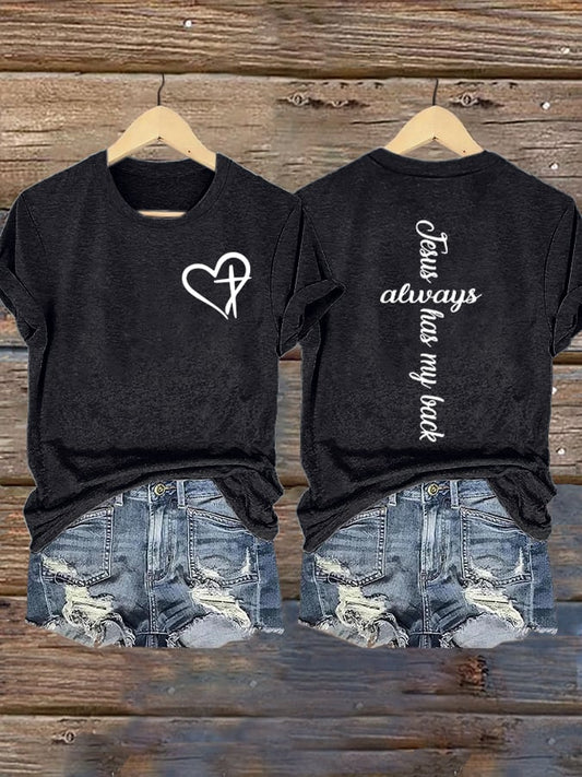 Women's Faith Love Cross Printed Short Sleeve T-Shirt