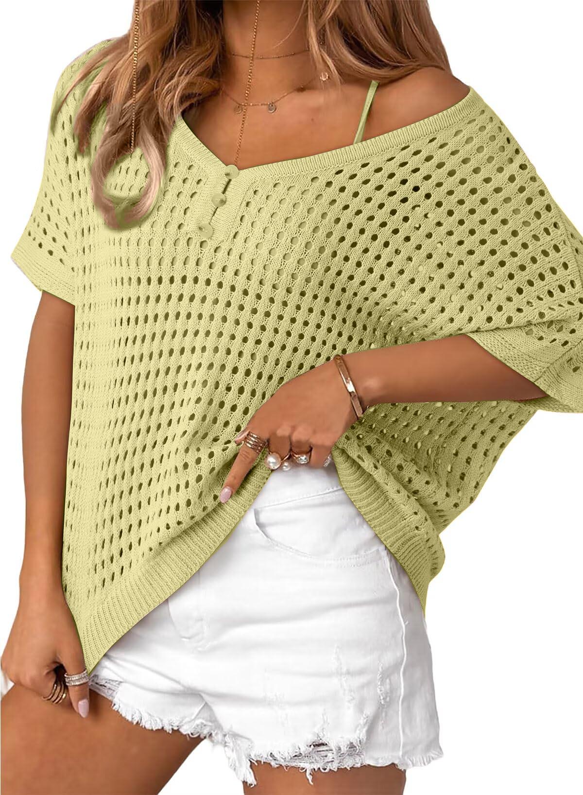 Women's Summer Hollow Out Crochet Knit Tops Beach Coverup (Buy 2 Free Shipping)