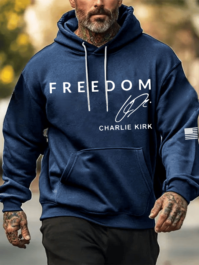 Men's Freedom Print Long Sleeve Hoodie