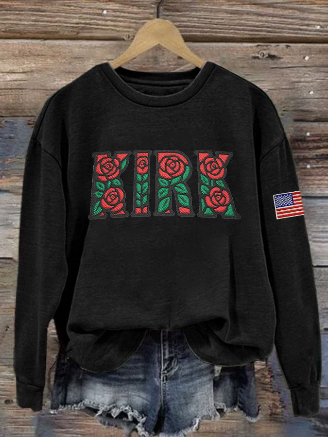 Women's Retro Rose Print Sweatshirt