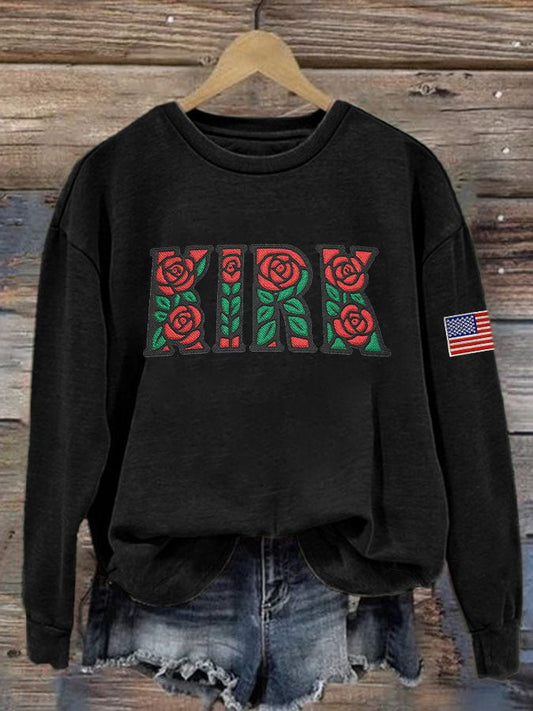 Women's Retro Rose Print Sweatshirt