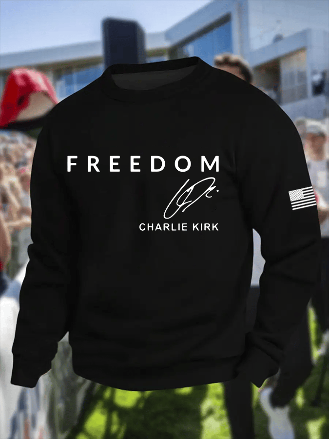 Men's Freedom Print Crew Neck Sweatshirt