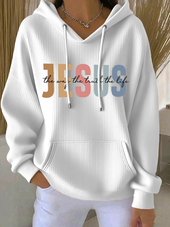 ✝Buy 3 Get 10% Off✝ Women's Casual Faith Ribbed Hoodie