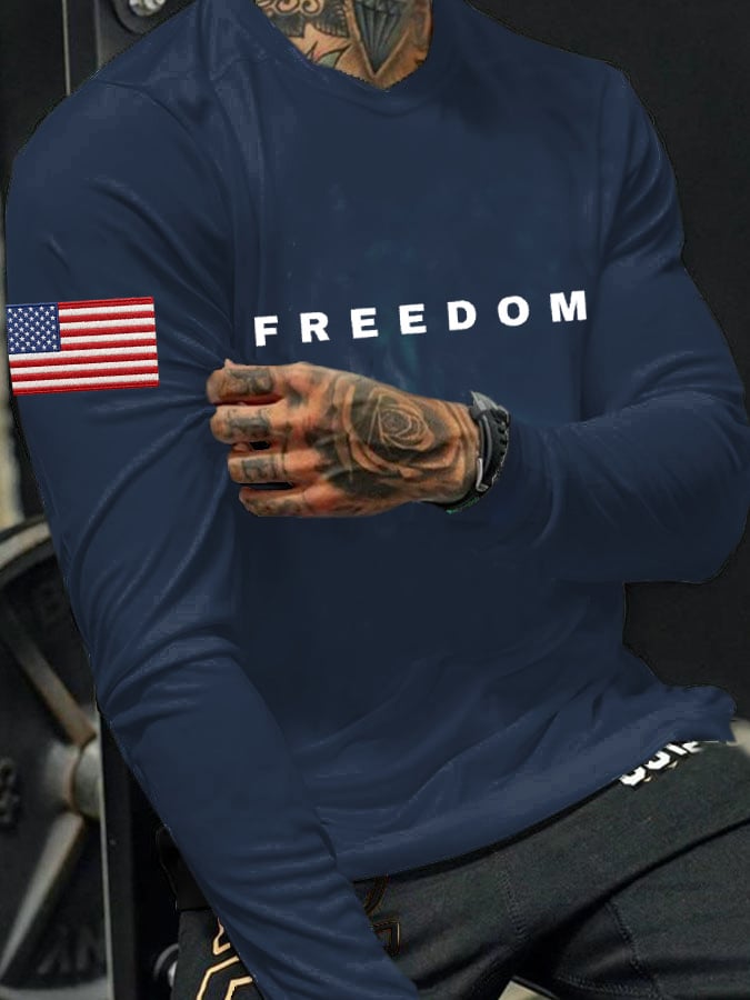 Men'S Casual Freedom Print T-Shirt