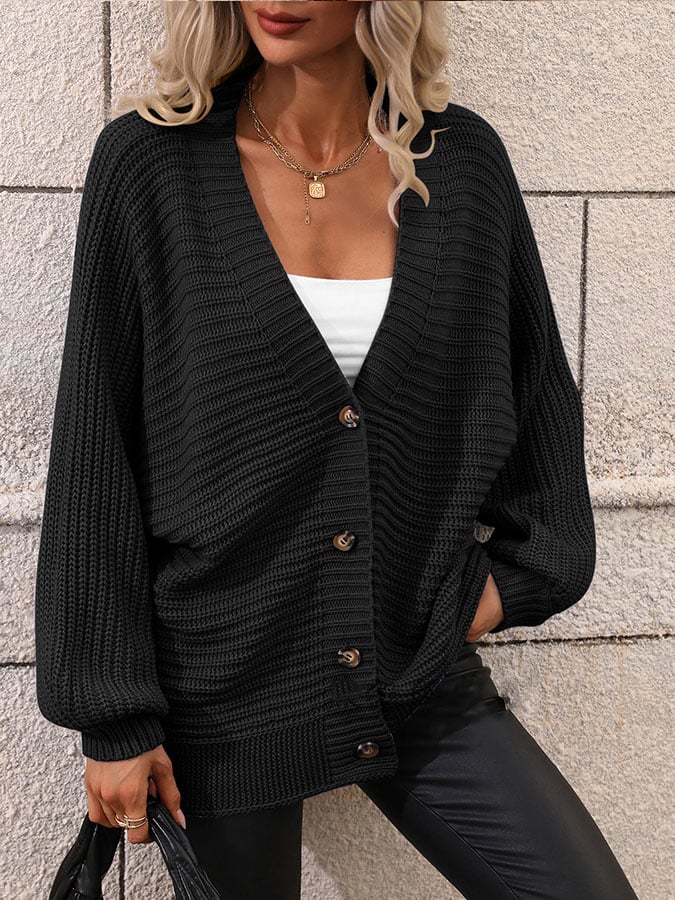 Women'S Sweater Solid Color Knitted Cardigan