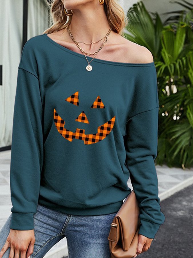 Fashion Halloween Print Loose Long Sleeve T-Shirt