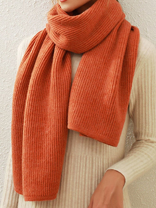 Solid Color Warm Knitted Scarf