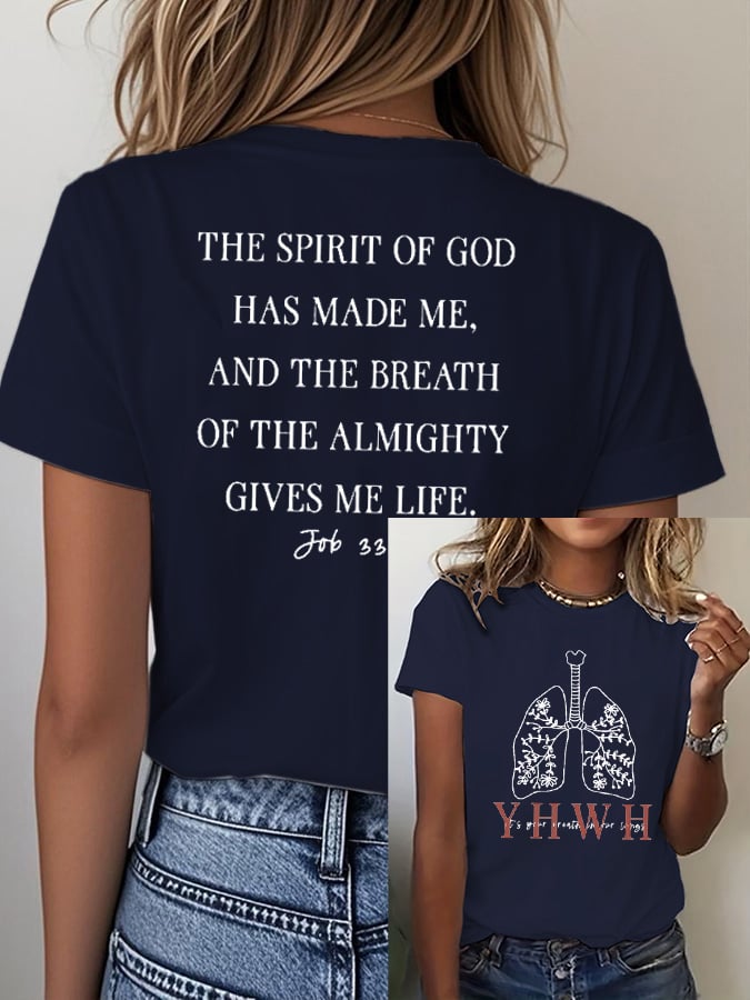 Women's YHWH IT'S YOUR BREATH IN OUR LUNGS Printed Casual T-shirt