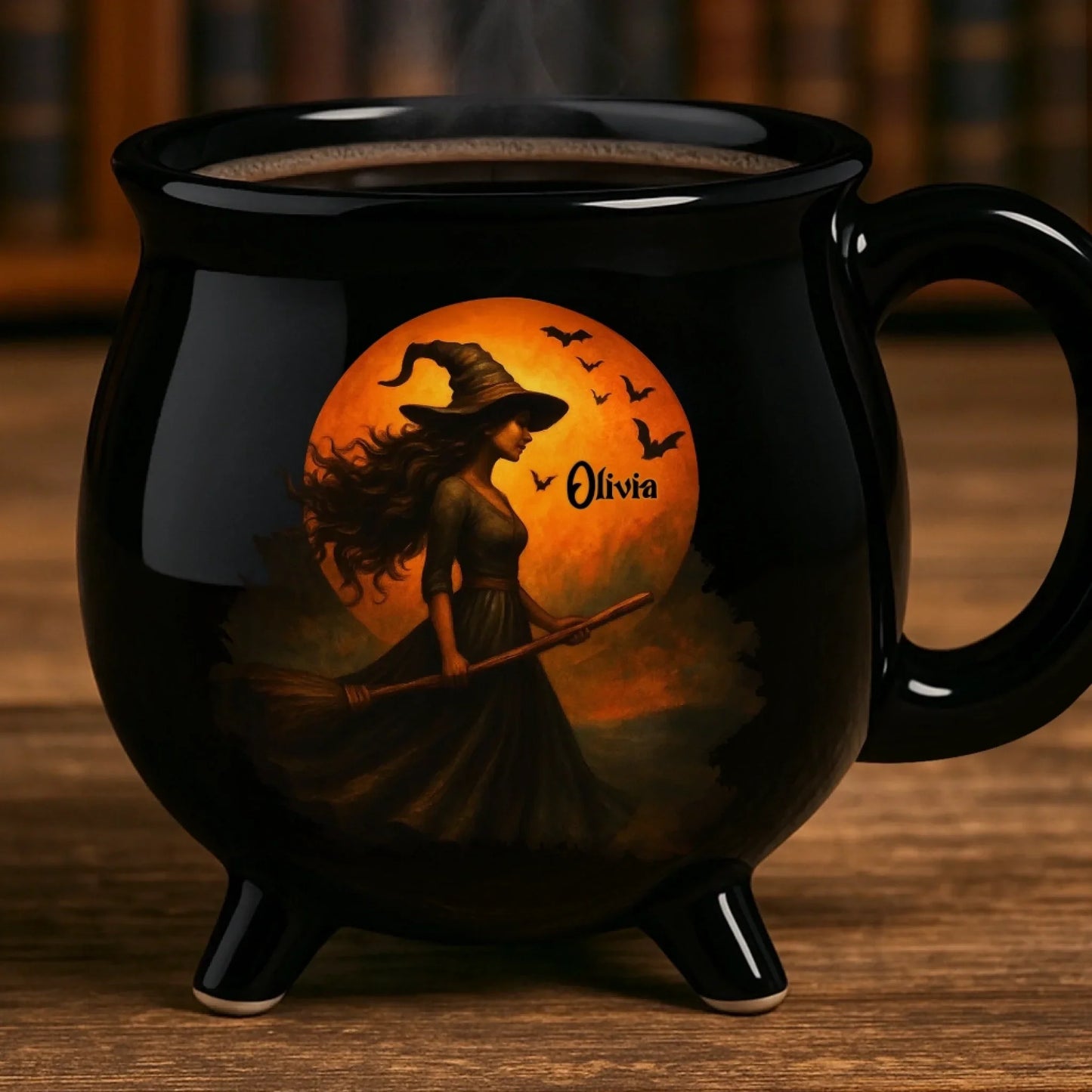 Custom Witch Cauldron Coffee Mug - Personalized Halloween Witchy Gifts For Besties, Sisters, BFF, Family, Yourself - Witching You A Wicked Brew