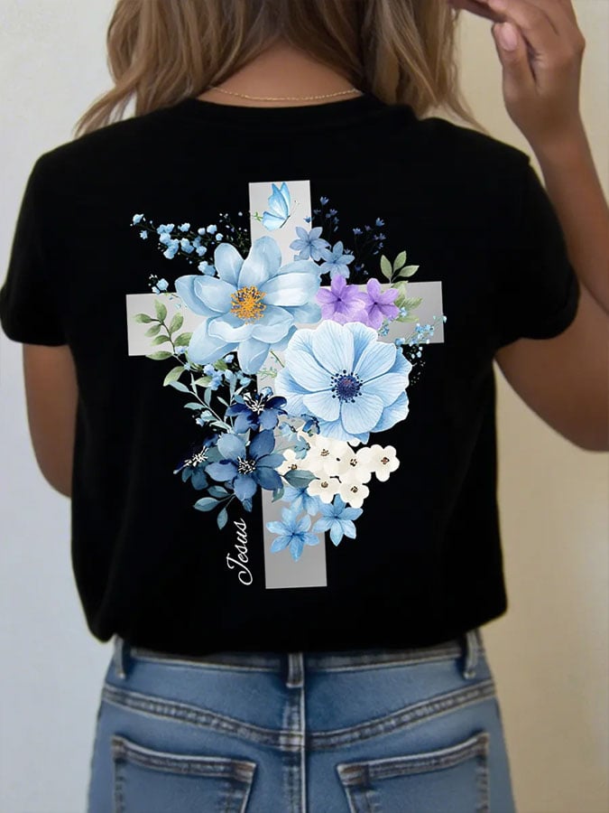 Women's Faith Jesus Is The Light Printed Casual T-shirt