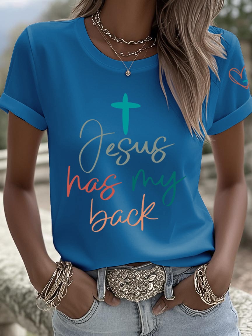 Women's Jesus Has My Back Print Shirt