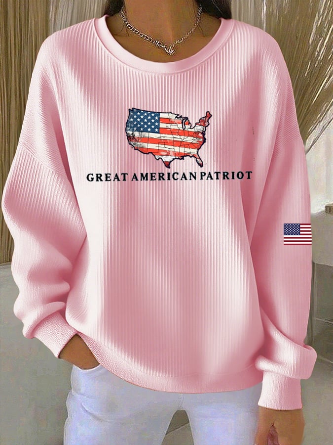 Women's Print Knit Crew Neck Long Sleeve Top